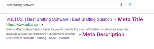 Example image of meta description and meta title.